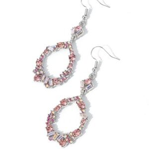 Elegant Pink Crystal Drop Earrings